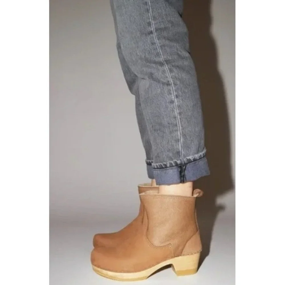 No.6 Mid-Heel Shearling Clog Boots in Honey Aviator – EU 35